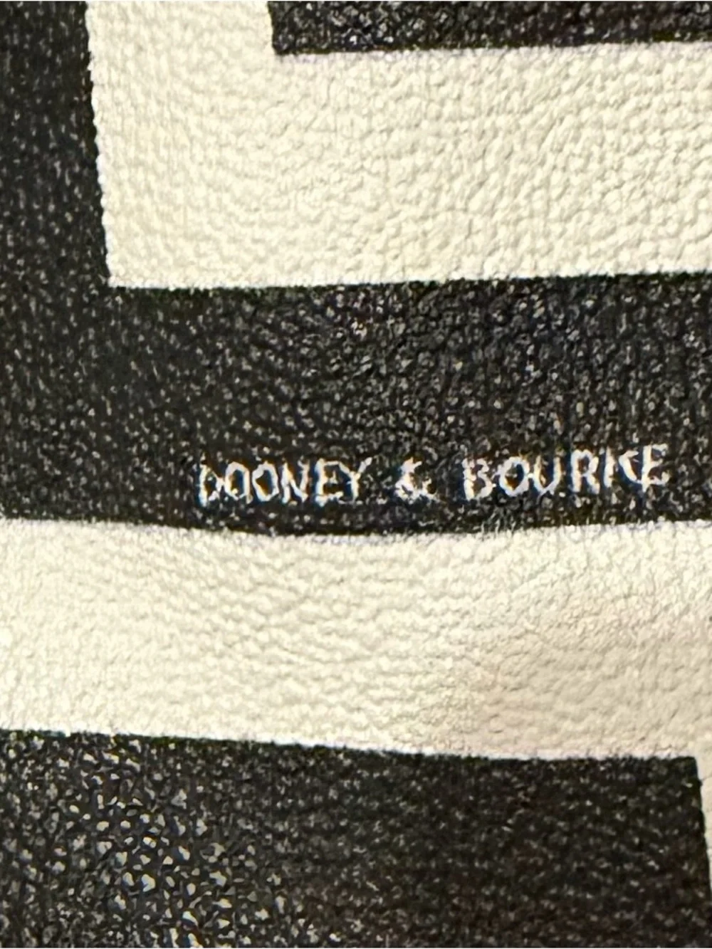 Dooney & Bourke Large Black & White Chevron Tote with Tan Trim